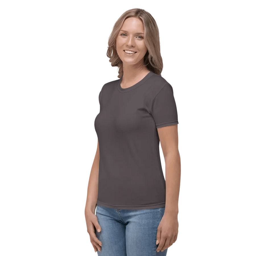 Plain Dark Brown True Summer Women's Crewneck Polyester Heavyweight Premium T-Shirt by Treasure Pie product image (4)