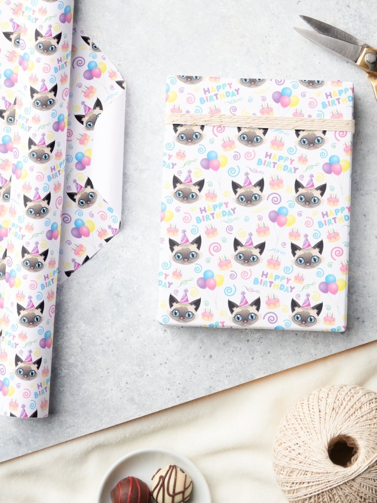 Siamese Cat Birthday Wrapping Paper product image (3)