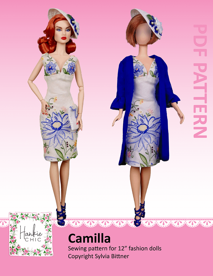 Camilla sewing pattern for 12" fashion dolls product image (1)