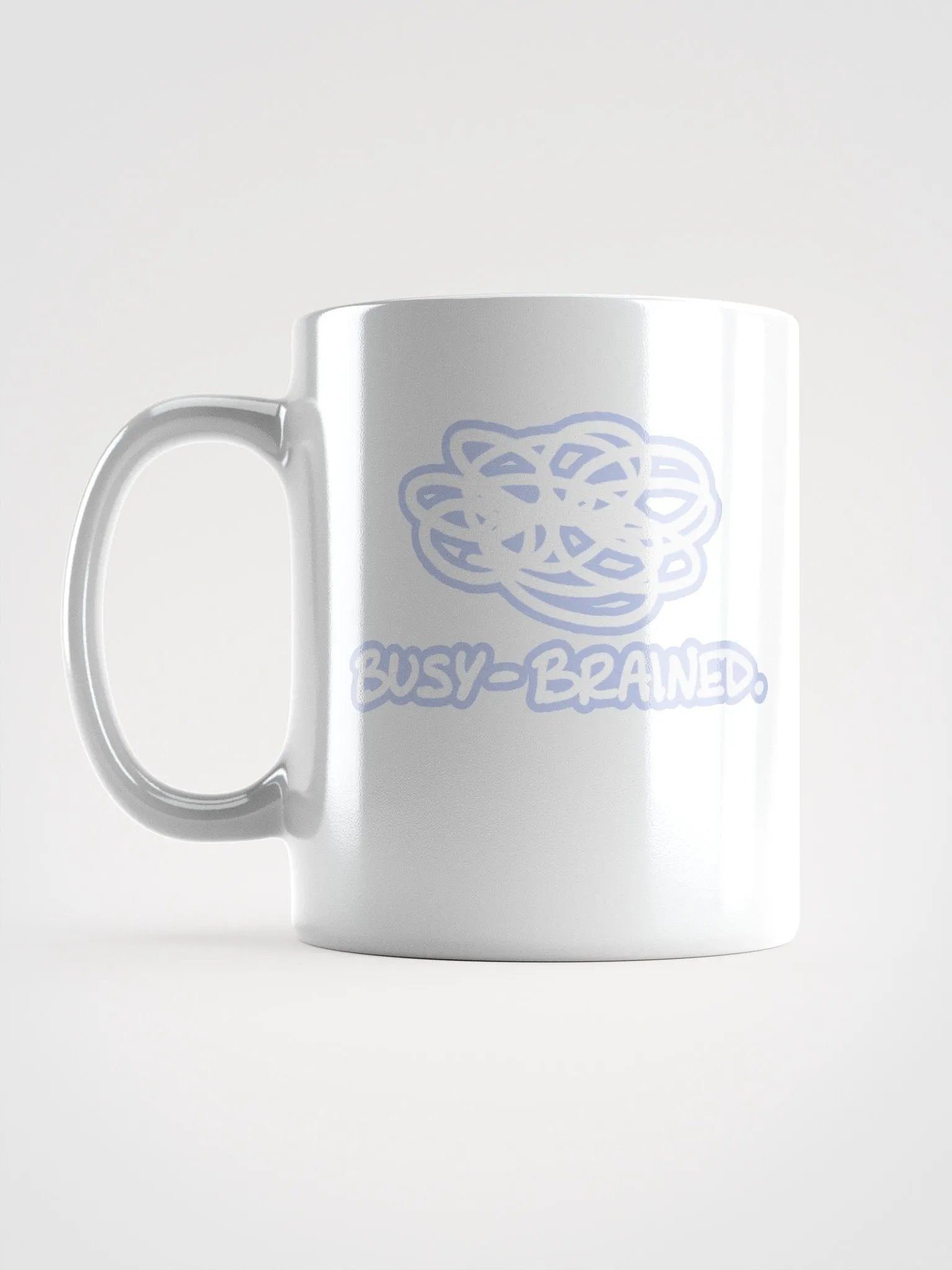 BUSY-BRAINED (lined design, #BDCAEF) glossy white mug product image (12)