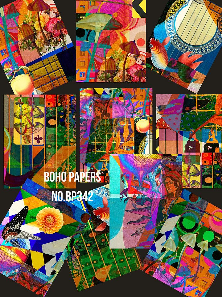 Set of 10 BOHO Papers : No.342 product image (1)