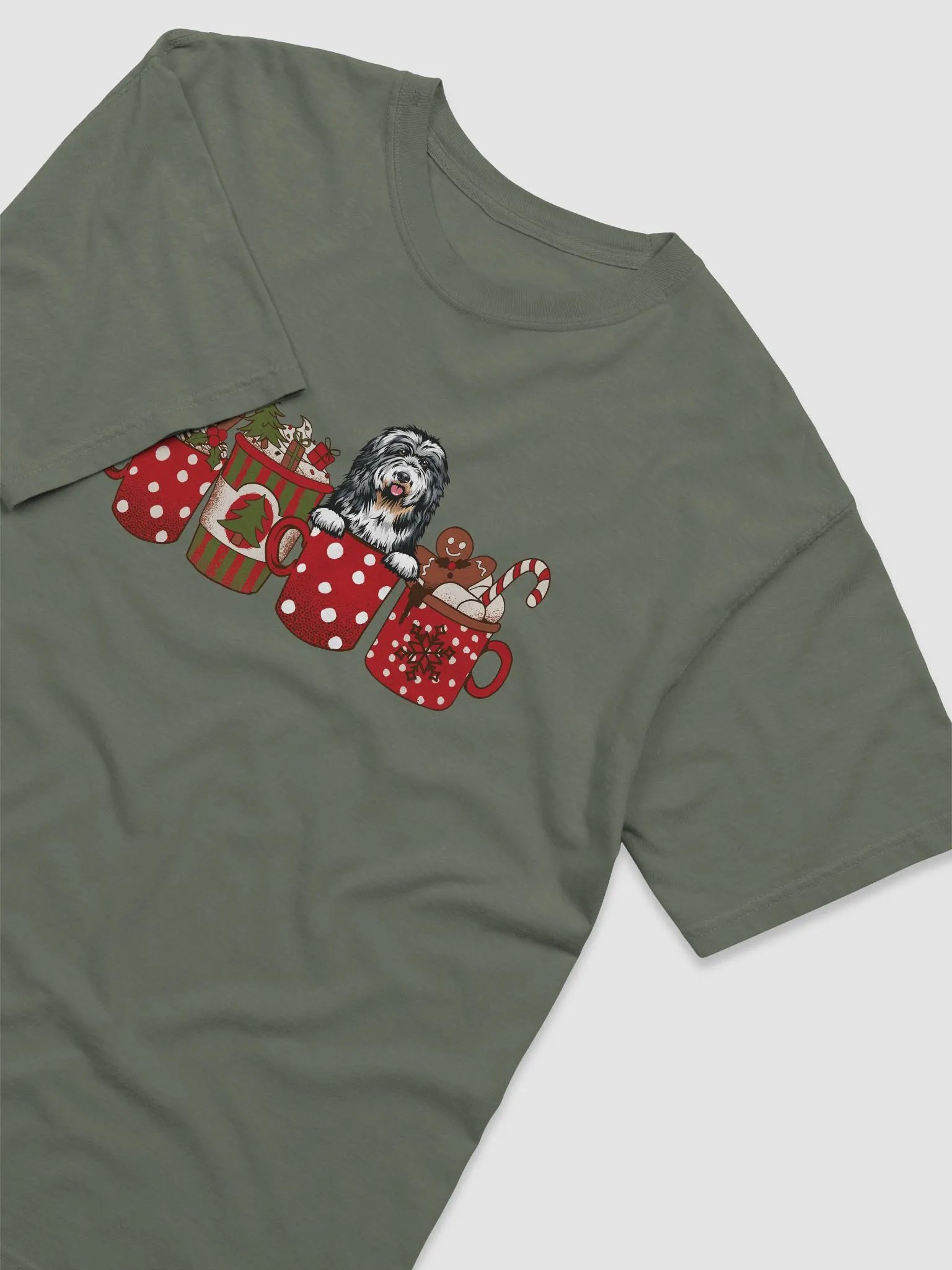 Cute Bearded Collie in a Christmas Cup T-Shirt | Funny Christmas Pup in a Cup product image (21)