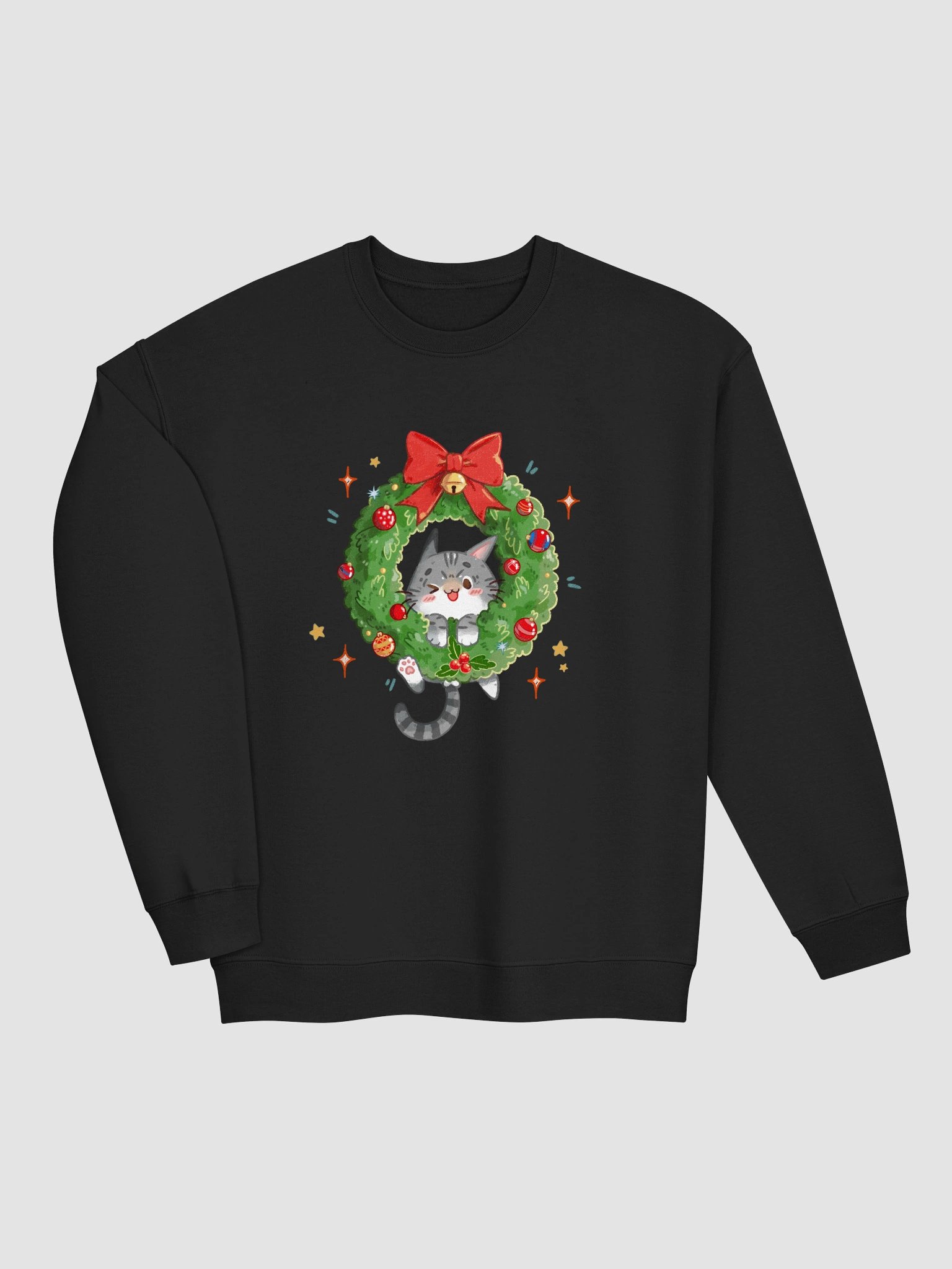 Christmas tabby cat wreath - Crewneck Sweatshirt product image (3)