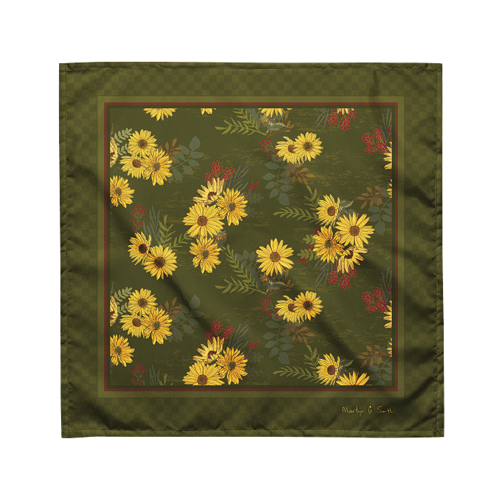 “Helianthus Sunflower Amongst the Greens” Bandana in Green product image (1)