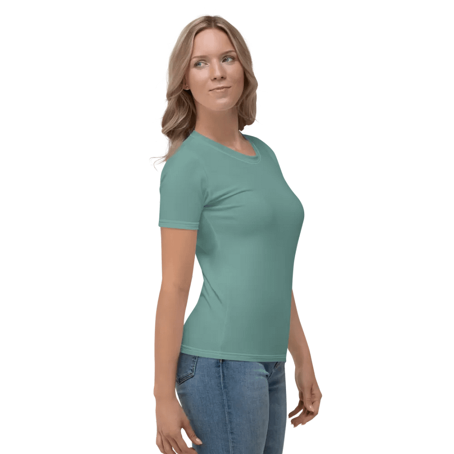 Plain Medium Teal Green Soft Summer Women's Crewneck Polyester Heavyweight Premium T-Shirt by Treasure Pie product image (4)