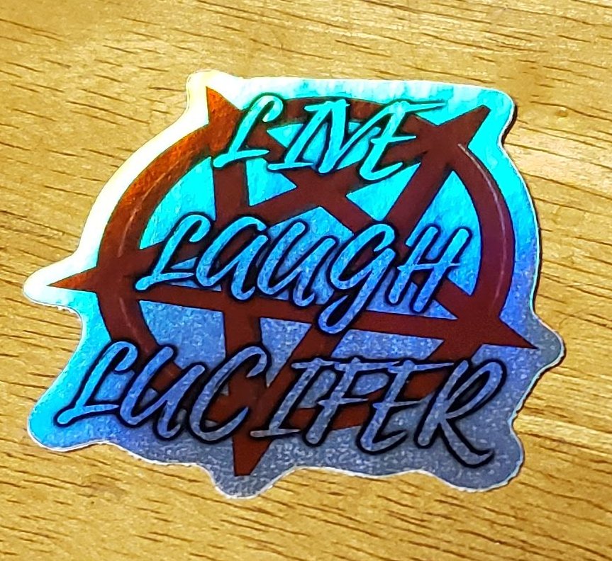 Live Laugh Lucifer Iridescent Holographic Stickers product image (2)