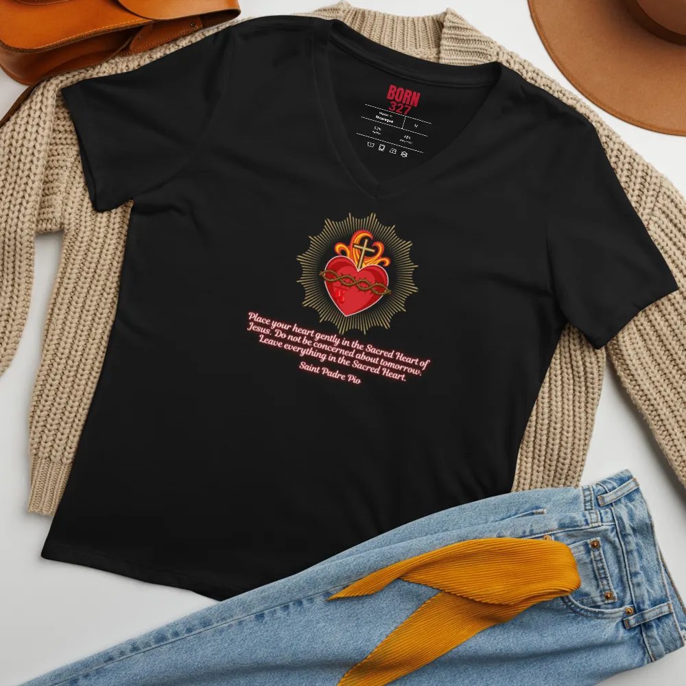 Sacred Heart of Jesus Relaxed V-Neck Tee product image (7)