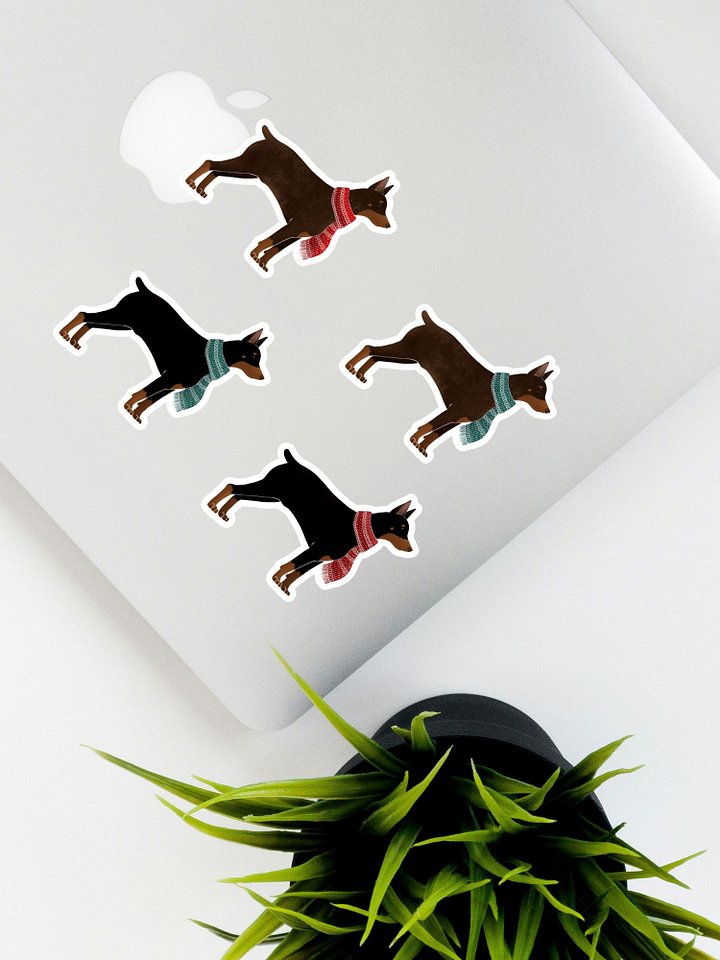 Winter Dobermans in Scarves Sticker Pack product image (1)