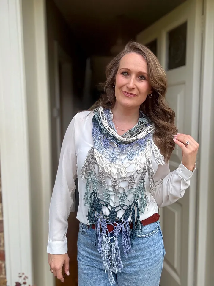 Sea Glass Bandana Crochet Cowl Scarf Pattern product image (1)
