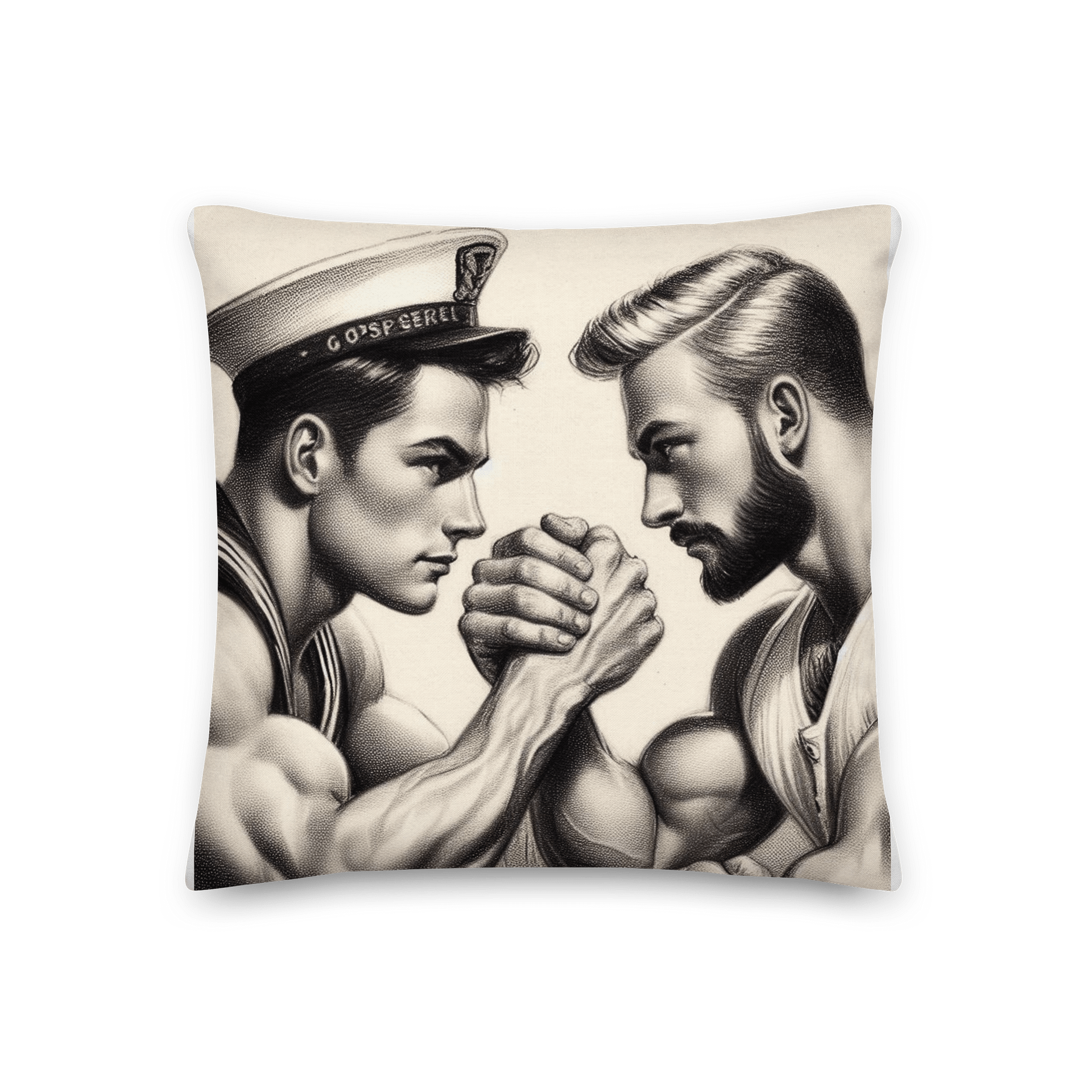 Up Close and Personal: Sailors – Tom of Finland Tribute Gay Pride Graphic Design Premium Throw Pillow product image (1)
