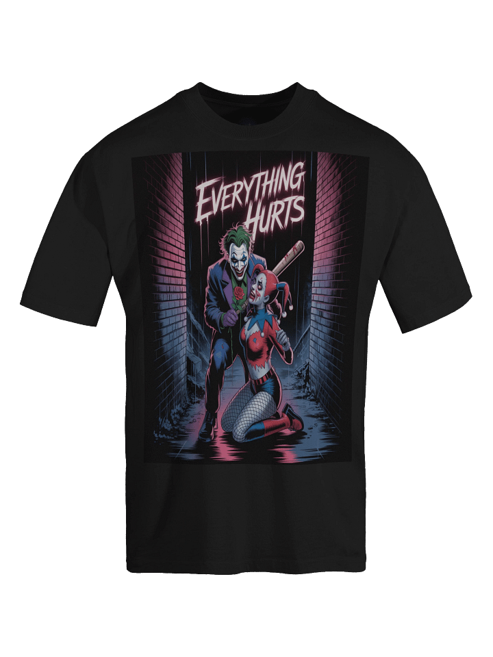 Joker & Harley Quinn 'Everything Hurts' Oversized Faded T-Shirt product image (1)