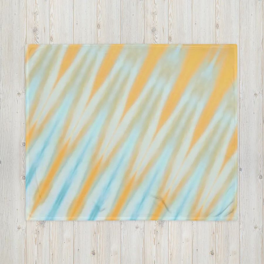 Blue Orange & White Striped Feathered Slanted Pattern Throw Blanket product image (7)