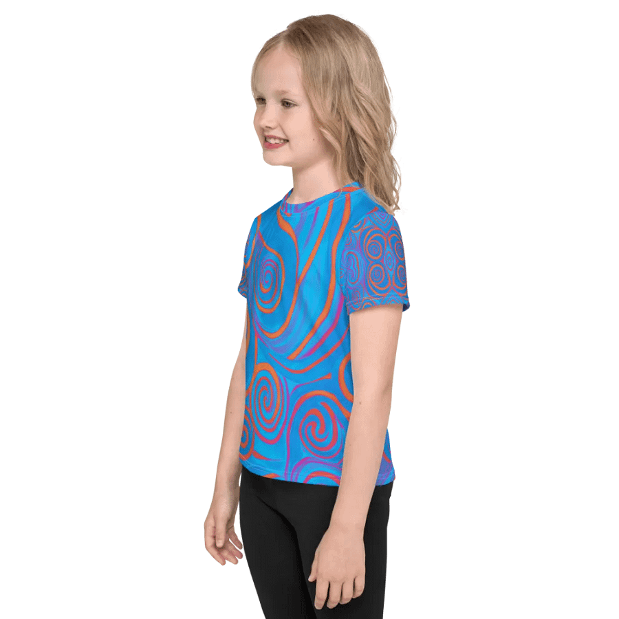 Funky Blue Dreams Liquid Tie-Dye Kid's and Toddler's Crew Neck T-shirt product image (3)