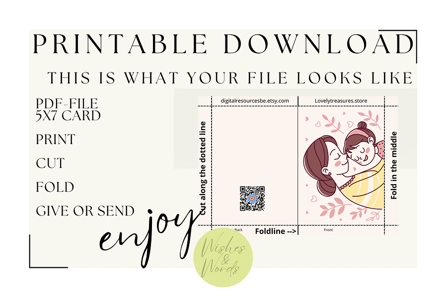 Printable Heartfelt Mothersday Greeting Card - Digital Download product image (3)