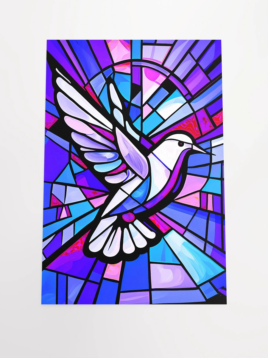 White Dove in Flight Stained Glass Art Blue Purple Colors Matte Poster product image (3)