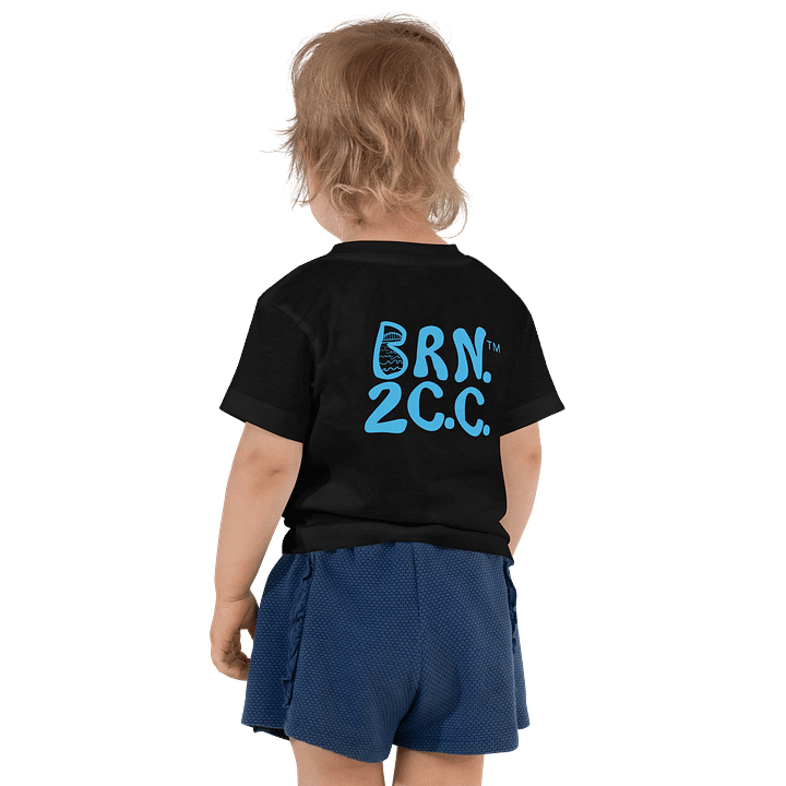 BOURNE to Cape Cod™ | DTG Vintage Print | Toddler T-Shirt | BRN.2C.C.™ Back Logo | Soft Coastal Tee for Little Explorers | Deep Sky Blue Logos product image (2)