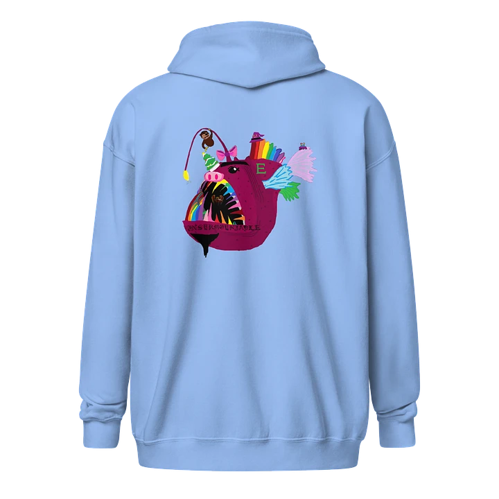 Anglerfish Embroidered + Printed Zip Up Hoodie (designed by a relative) product image (1)