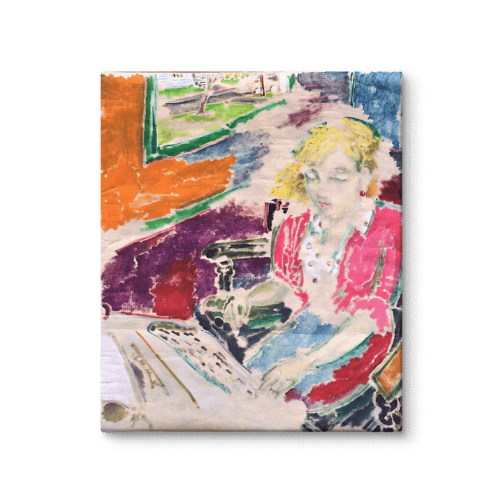 Woman Typing (1987) on canvas (20" x 24") product image (2)