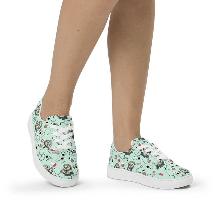 Cute Medical Kakapo Lace-up Canvas Shoes (Green) product image (2)
