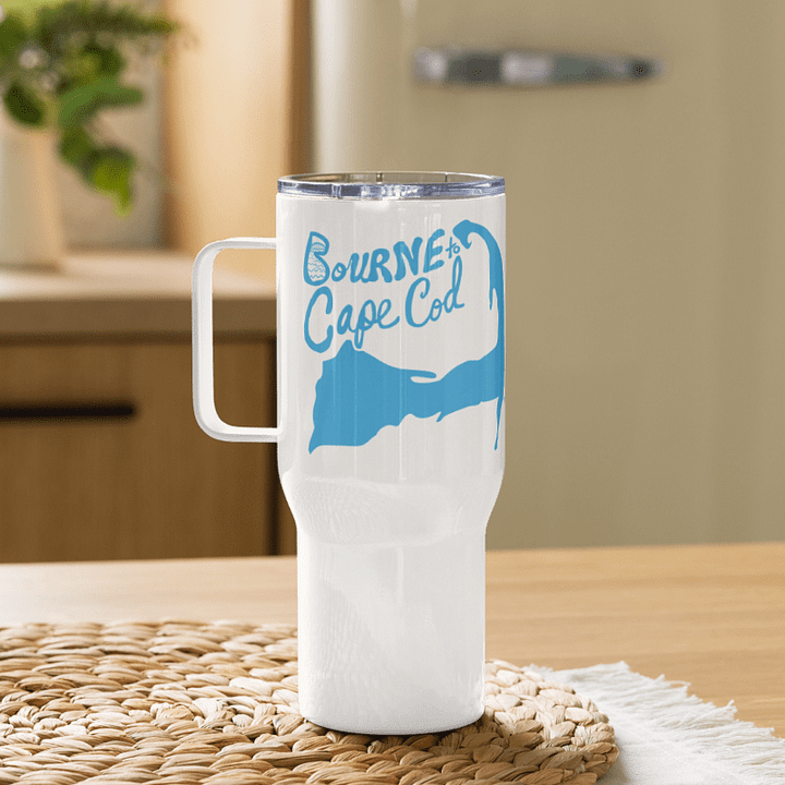 BOURNE to Cape Cod™ | Allcolor 267 | Stainless Steel Travel Mug with Handle | Insulated, Spill-Proof, Coastal Adventure Style | Blue Logo product image (1)