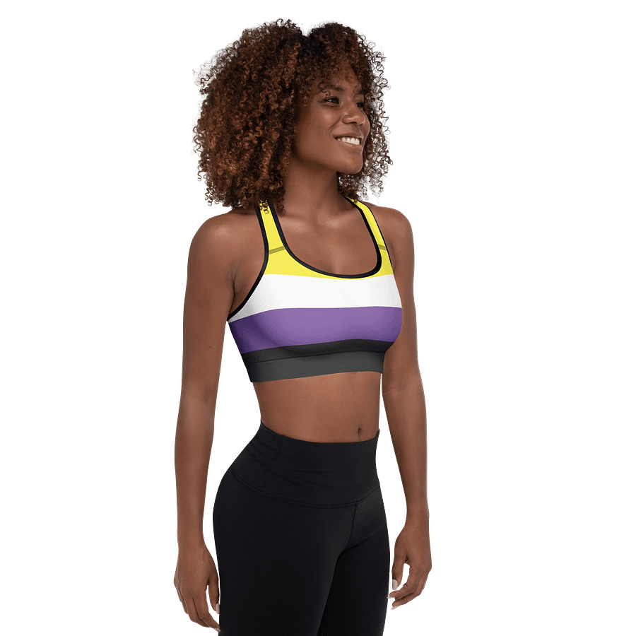 Non-binary Pride Flag Padded Sports Bra product image (6)