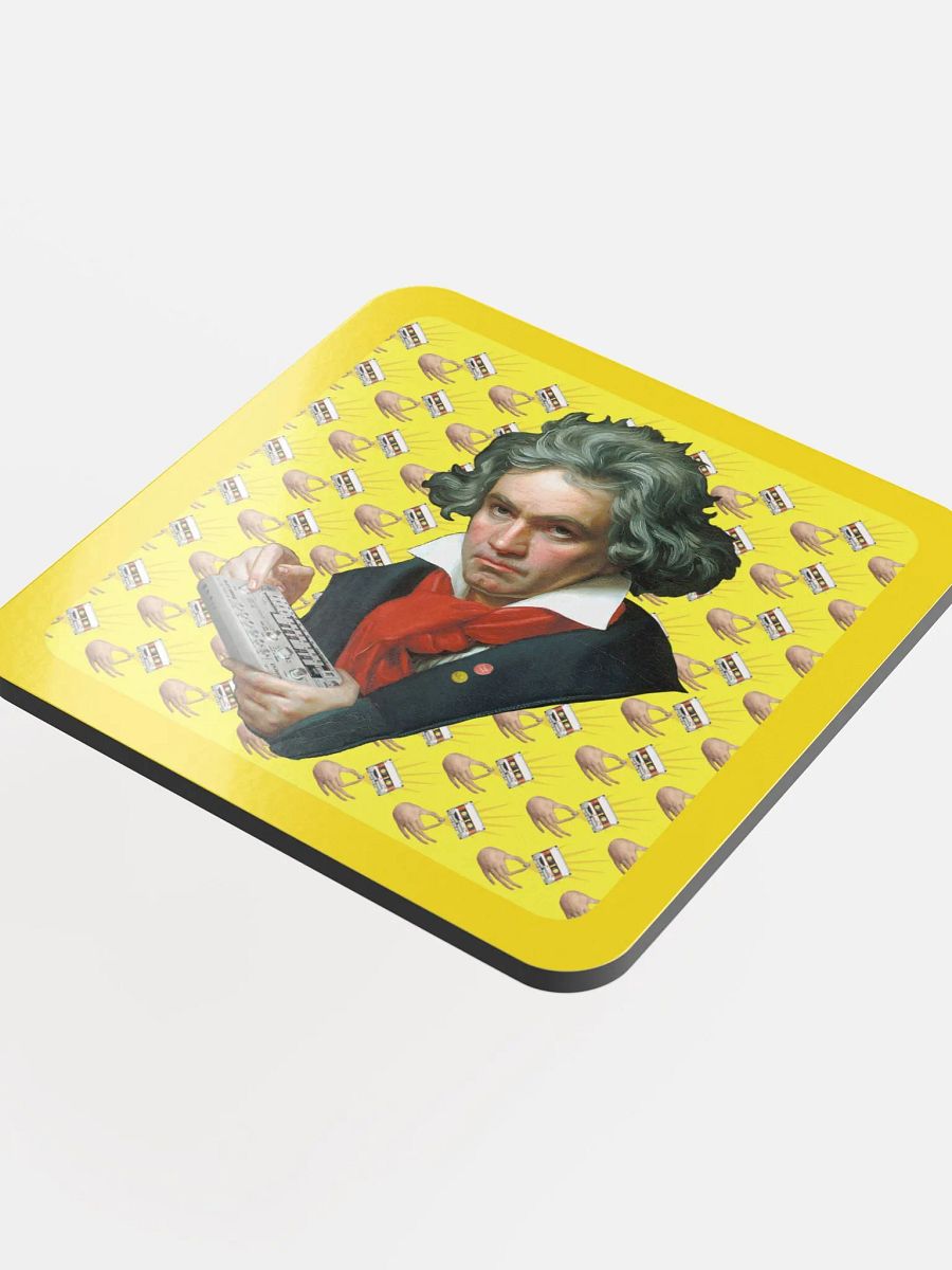 Roland van Beethoven by Frank Fonik, Techno EDM Glossed Cork Coaster product image (4)