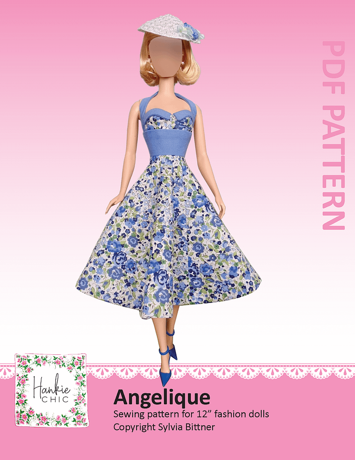 Angelique sewing pattern for 12" fashion dolls product image (1)