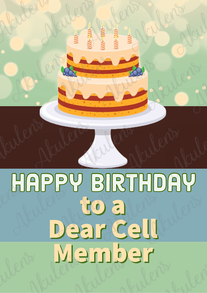 Akulens Cake on Stand Brown Blue Green 'Cell'ebration Card product image (1)