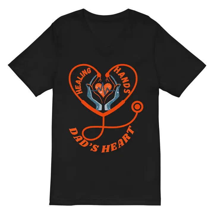 stethoscope, Healing Hands Dad's Heart V-Neck Tee product image (3)