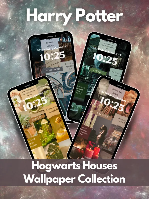 FREE Hogwarts Houses Aesthethic Collage Harry Potter Phone Wallpaper Bundle I 4K Quality Bundle product image (1)