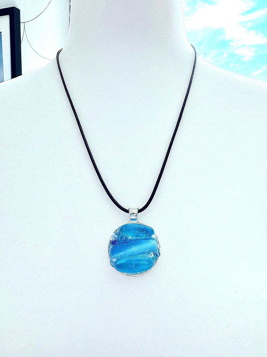 Coastal Calm Horizon Pendant Necklace | Handmade Glass Art Jewelry | Monique Faella Designs™ | MFD-00210 product image (4)