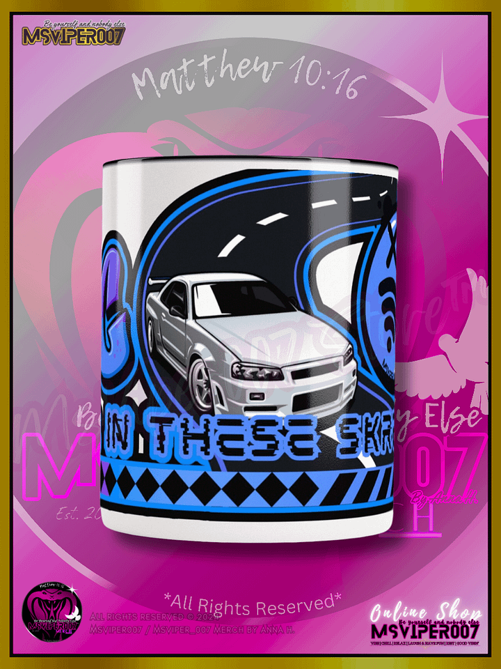Mug - MsViper007's "Lag Be Real in these Skreetz [blue]" Hot Beverage Mug with color inside by Anna H. product image (2)