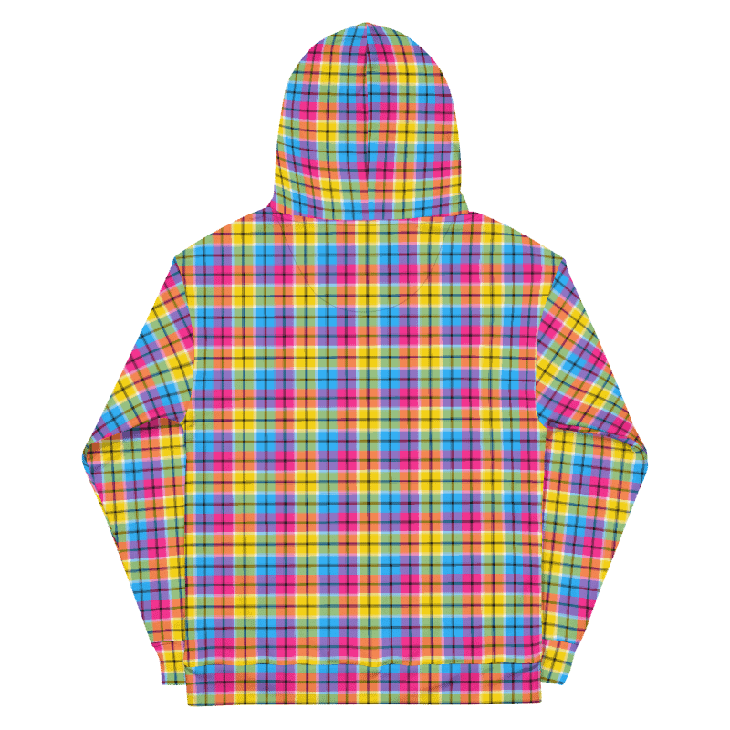 Hot Pink, Turquoise, and Yellow Plaid Hoodie product image (7)