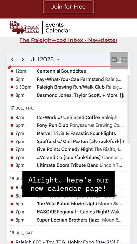Our new curated local events calendar is live! Thoughts? 👀

#raleighnc #localevents #eventscalendar #raleighthingstodo