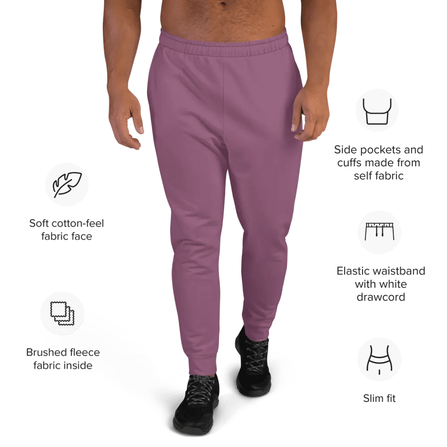 Plain Dark Lilac Purple Soft Summer Recycled Polyester Premium Men's Joggers by Treasure Pie product image (9)