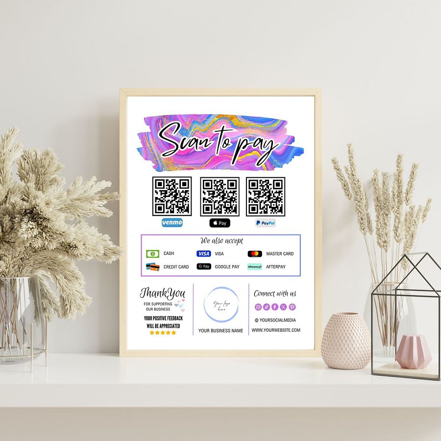 Unicorn - Scan To Pay QR Code Sign Template product image (6)