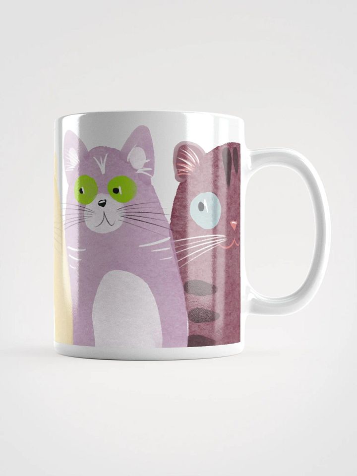 Funny Cartoon Cats White Glossy Mug product image (1)
