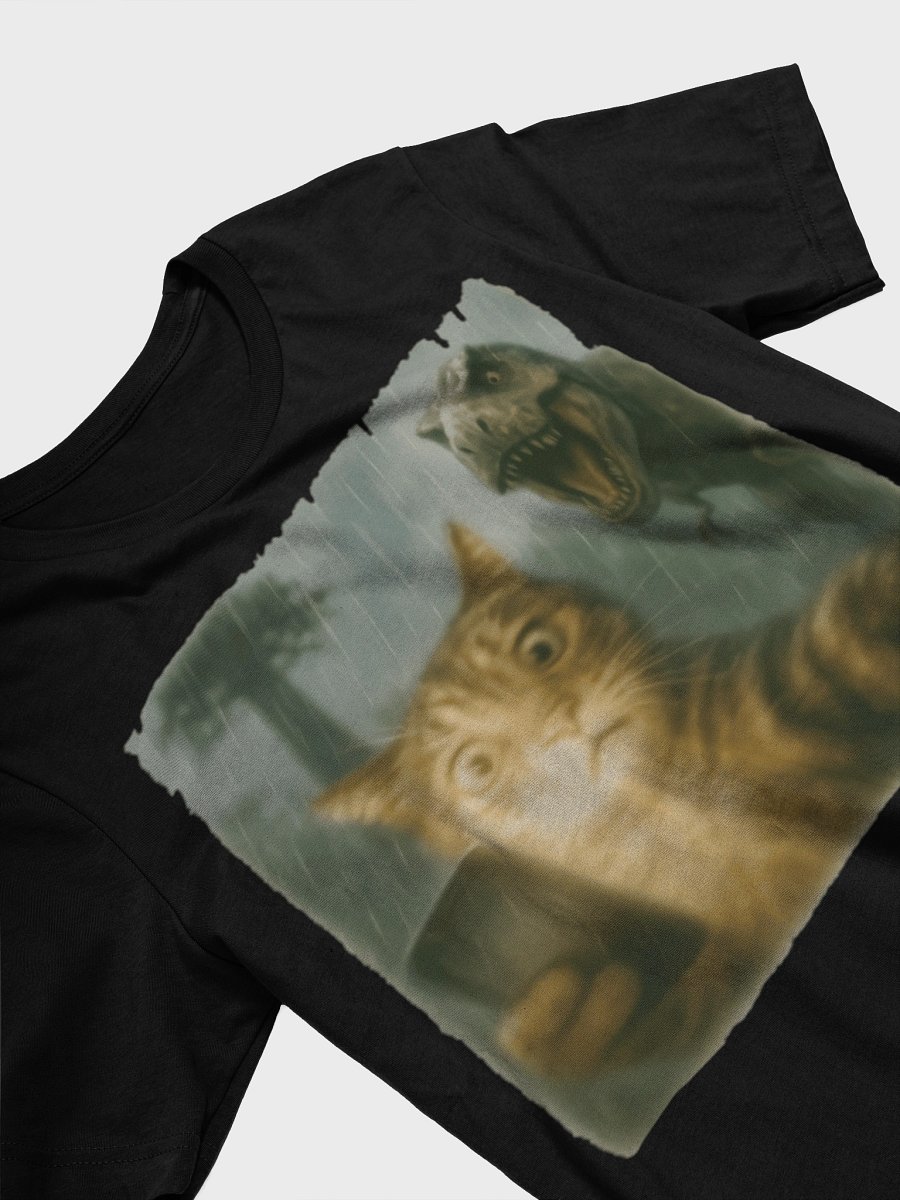 Confused Cat Selfie Dinosaur T-Shirt - Funny Dino & Kitten Tee product image (10)
