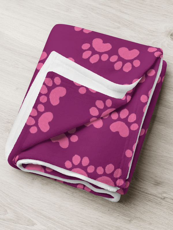 All Around Pink Paw Prints Throw Blanket