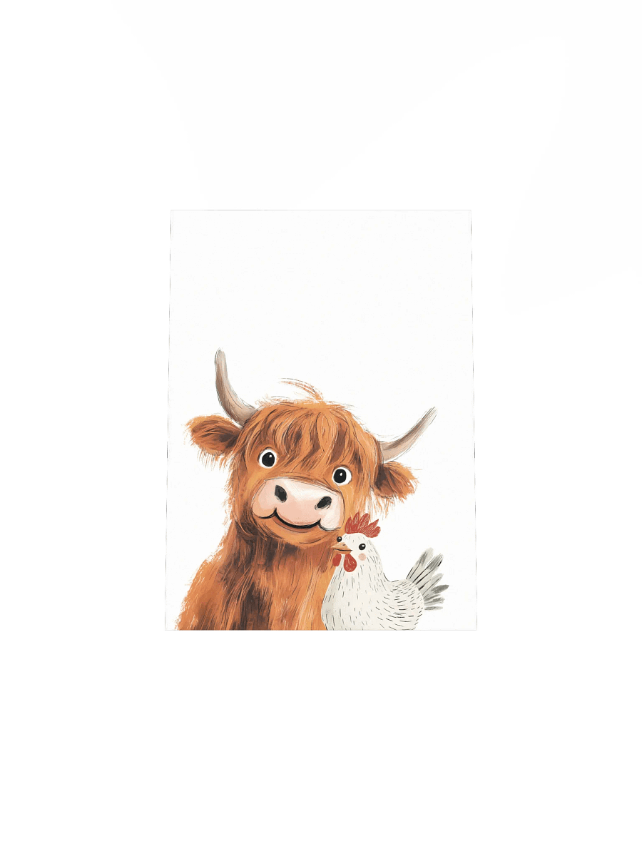 Highland Cow and Chicken, Farm Nursery Print product image (5)