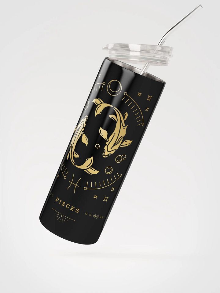 Pisces Zodiac Stainless Steel Tumbler: Radiant Gold Elegance for Astrology Aficionados! ✨♓ product image (2)