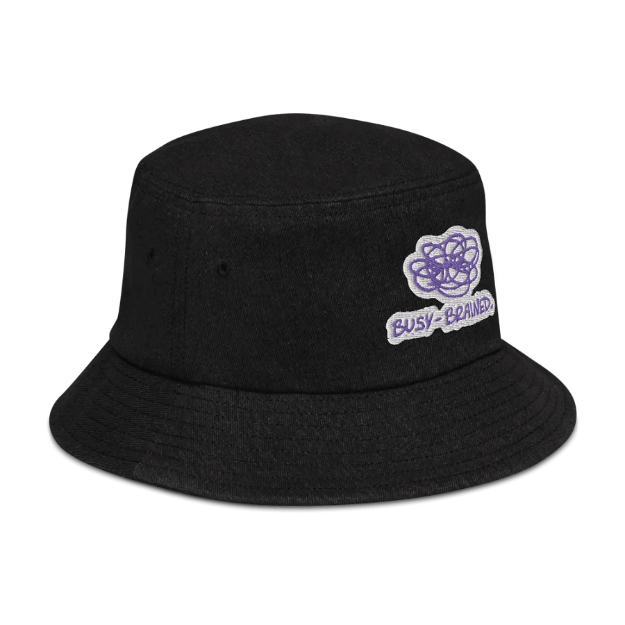 BUSY-BRAINED (purple bubble design) denim bucket hat product image (3)