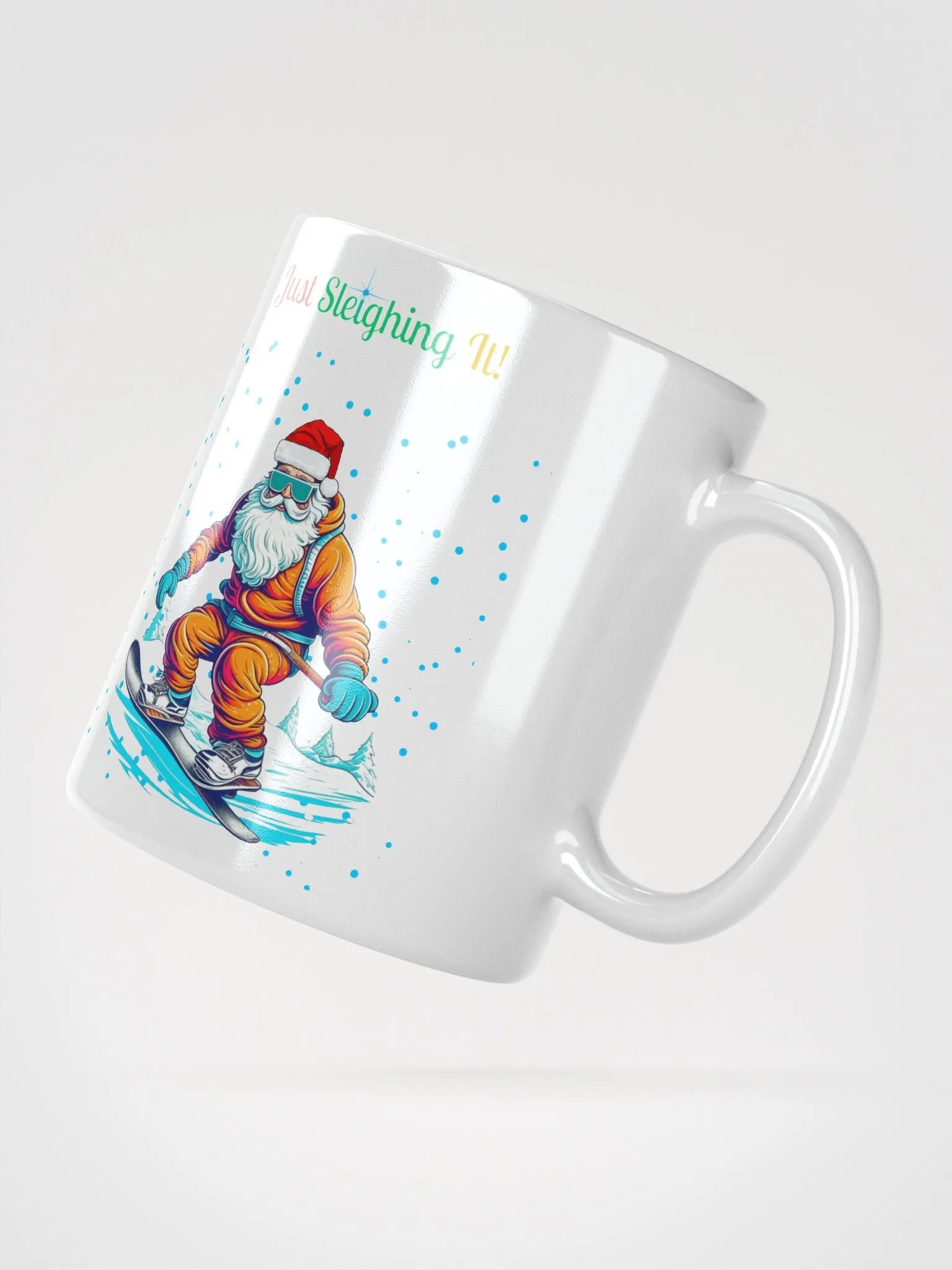 Santa Claus Snowboarding White Mug product image (6)