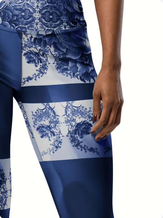Koi and Mist-Porcelain yoga leggings product image (4)