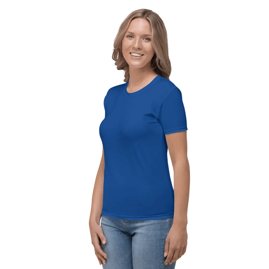 Plain Navy-Blue Light Summer Women's Crewneck Polyester Heavyweight Premium T-Shirt by Treasure Pie product image (3)