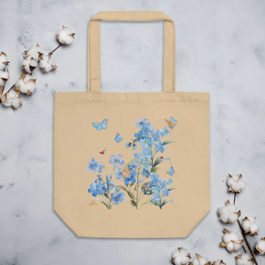 Forget-Me-Not Whispers Organic Cotton Tote Bag – Eco-Friendly, Spacious, and Stylish product image (4)