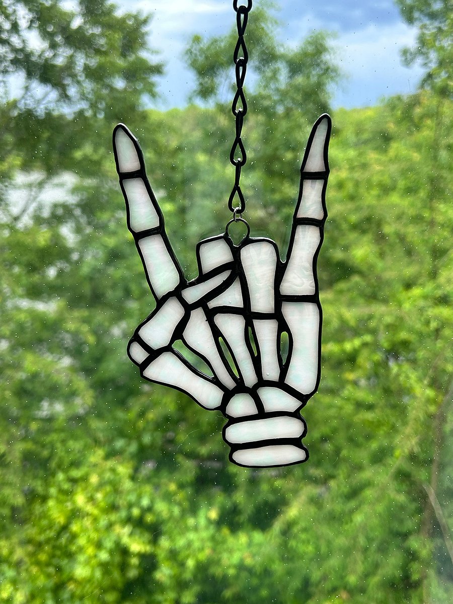 Skeleton Rock Stained Glass Suncatcher product image (2)