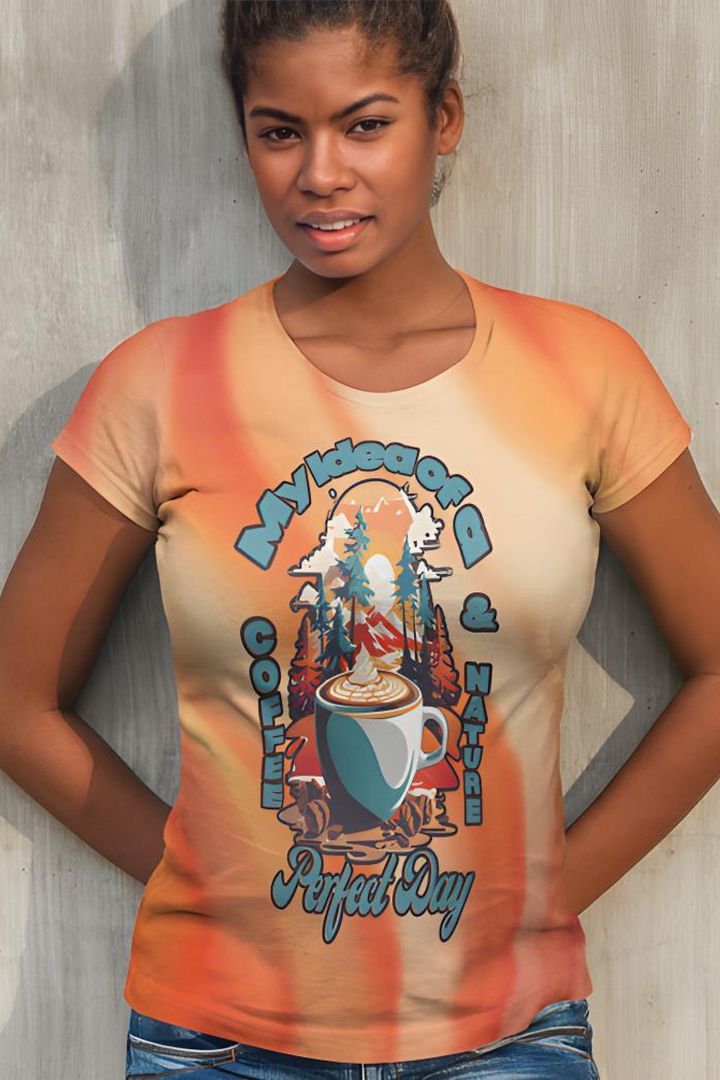 My Idea of a Perfect Day Coffee and Nature All Over Print T-shirt product image (1)
