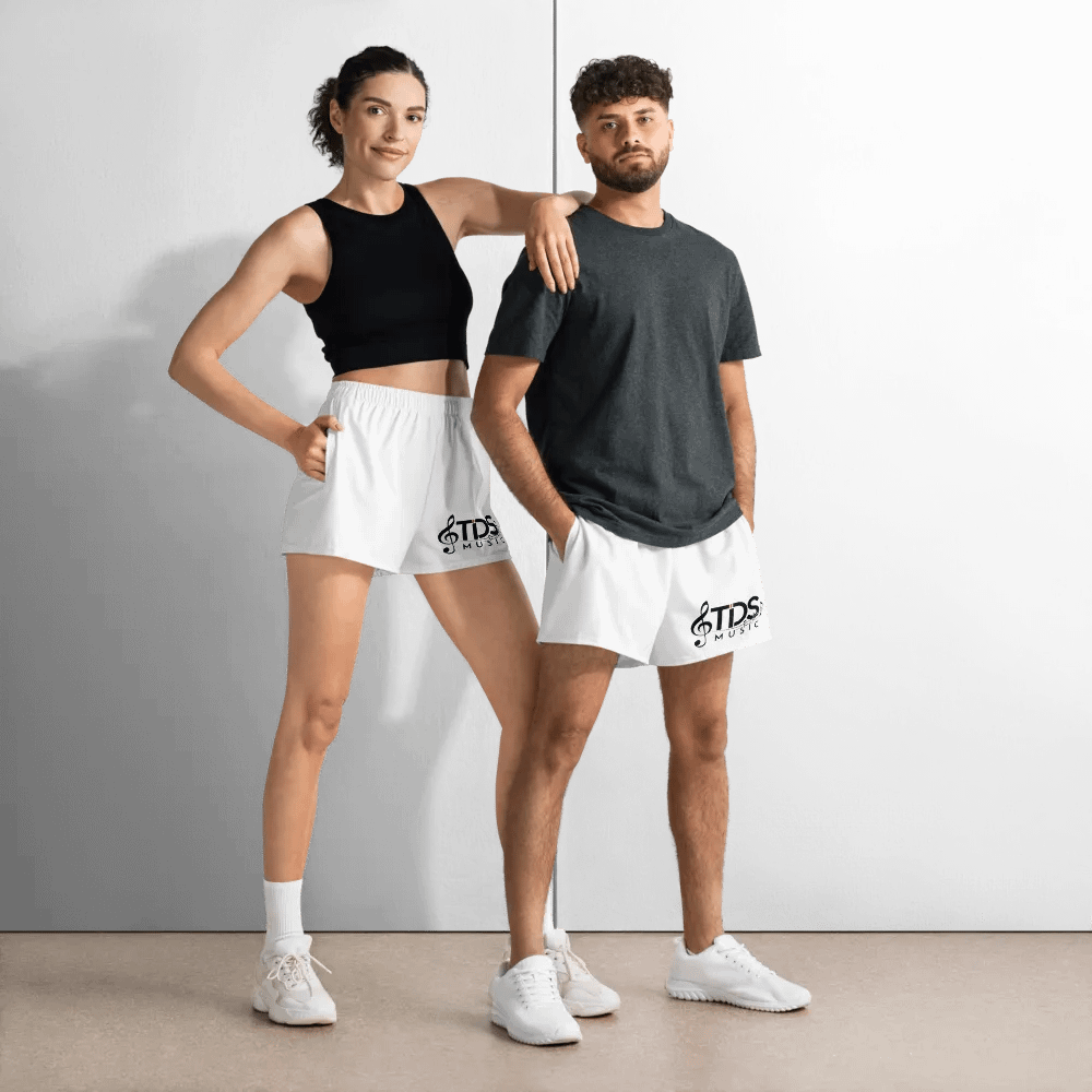 TDS Music Unisex Athletic Shorts - Exclusive Musical Design, White, Lightweight product image (1)