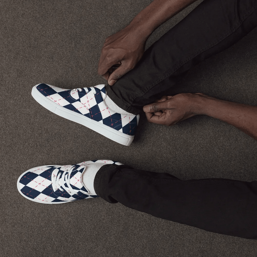 Harlequin Blue Diamond Men's Lace -Up Canvas Shoes product image (6)